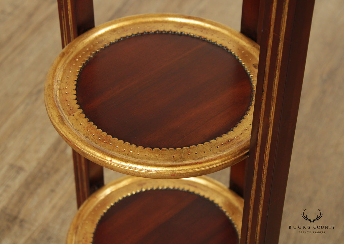 Chippendale Style Three Tier Partial Gilt Mahogany Serving Table or Muffin Stand