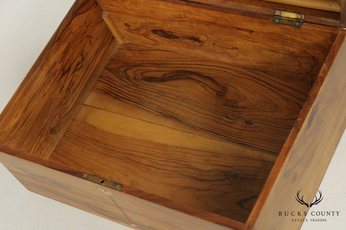 Antique Exotic Wood Inlaid Sewing or Desk Box