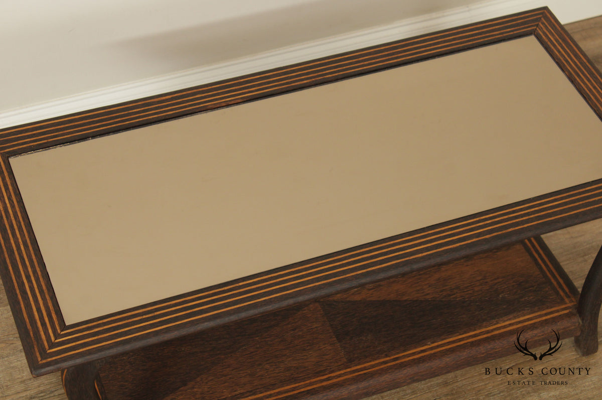Mid Century Art Deco Style Mirror Top inlaid Coffee Table (B)