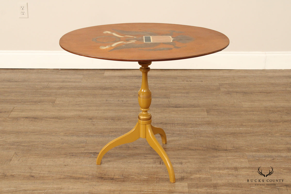 L. Hitchcock Federal Style Eagle Stenciled Tilt-Top Table