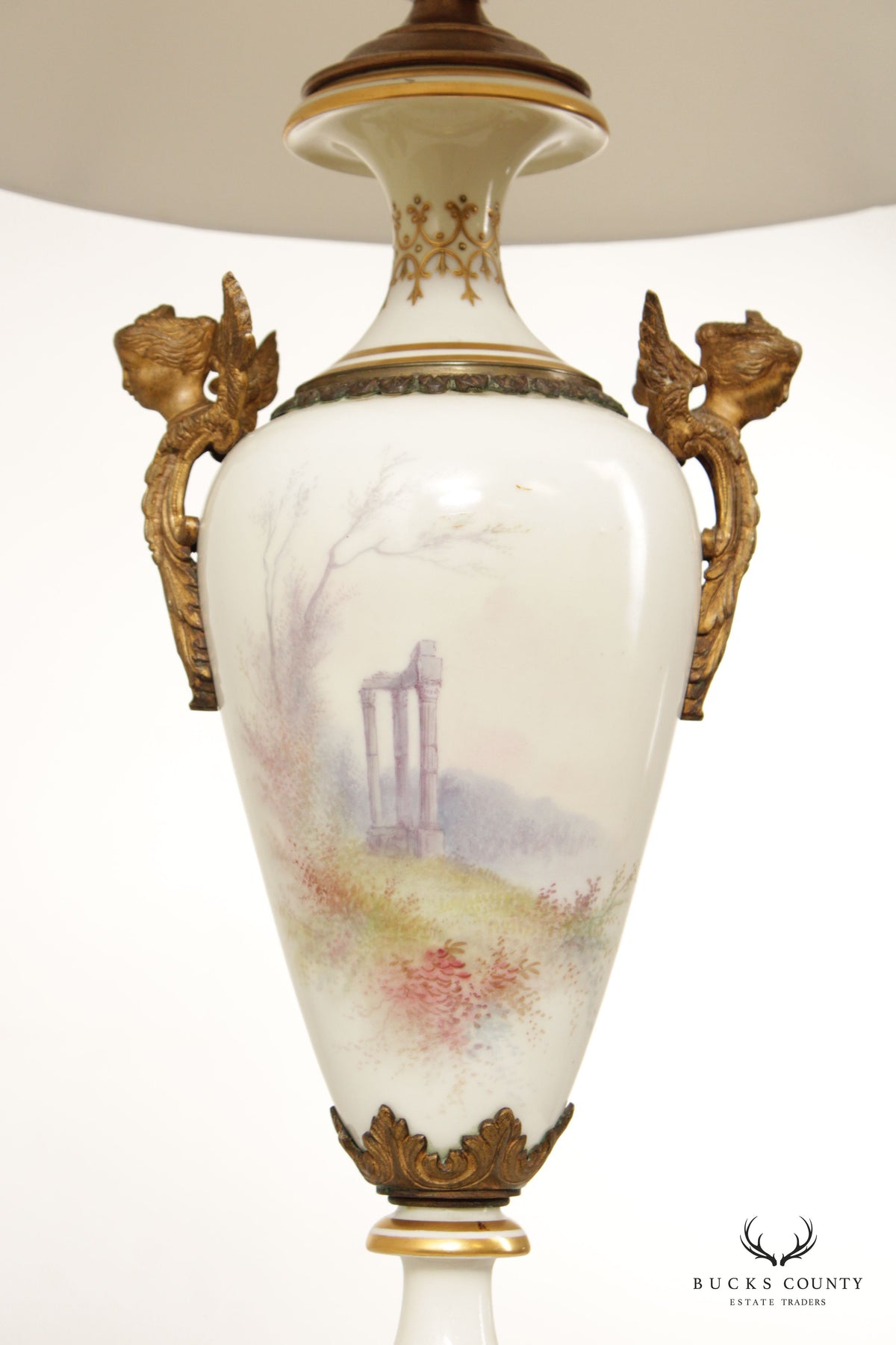 Antique 19th C. French Porcelain Urn Table Lamp