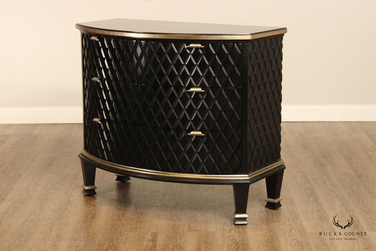 Century Omni Collection Contemporary Pair of Bow Front Ebonized Chests
