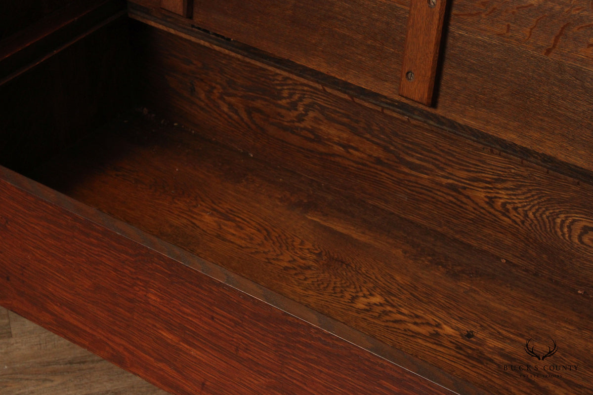 Antique Gustav Stickley Craftsman Oak Hall Bench