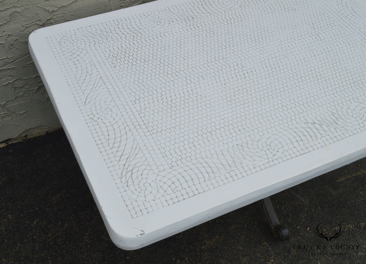 Quality Cast Aluminum & Faux Stone Top Patio Coffee or Cocktail Table
