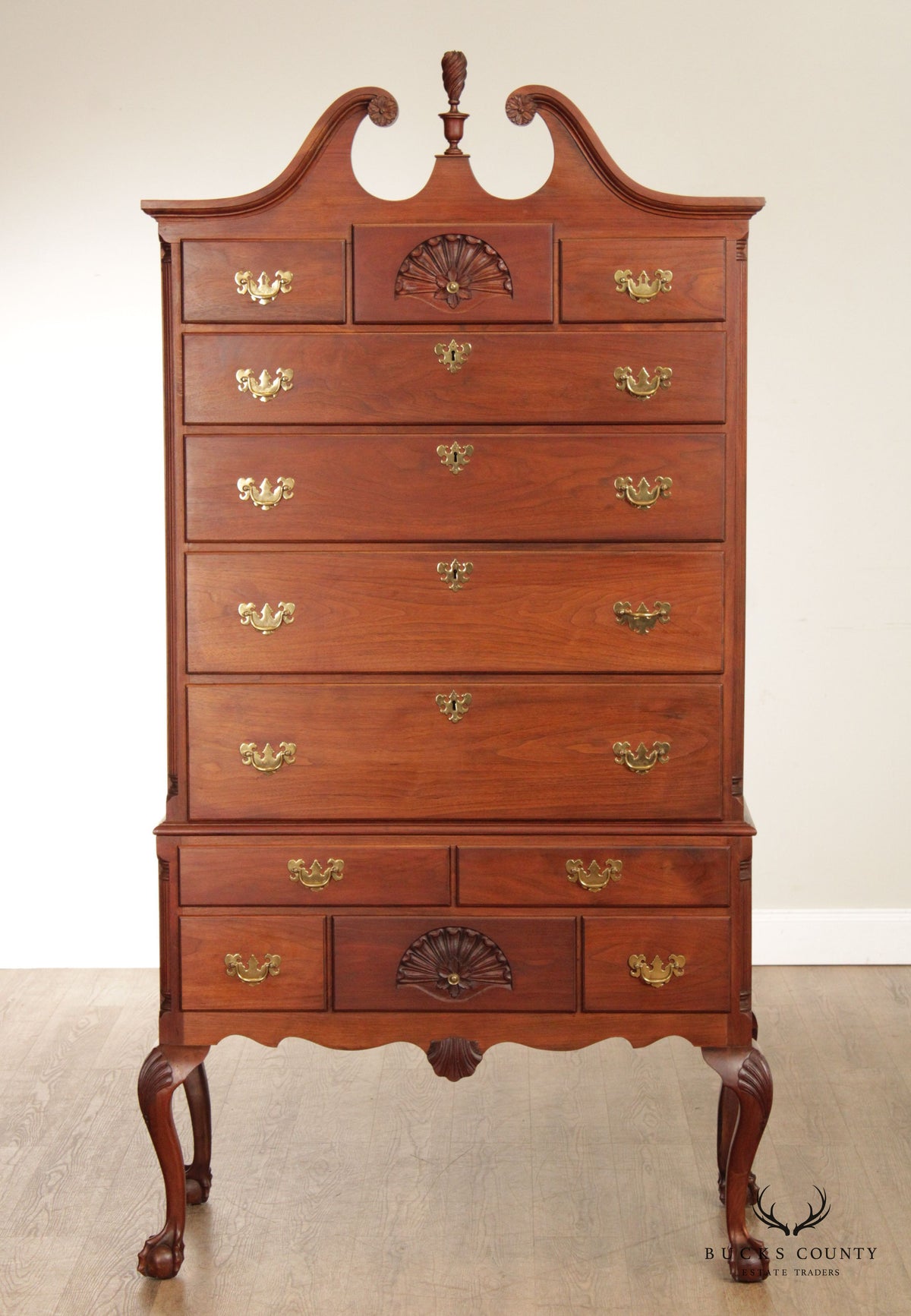 Chippendale Style Custom Crafted Walnut Highboy Chest of Drawers