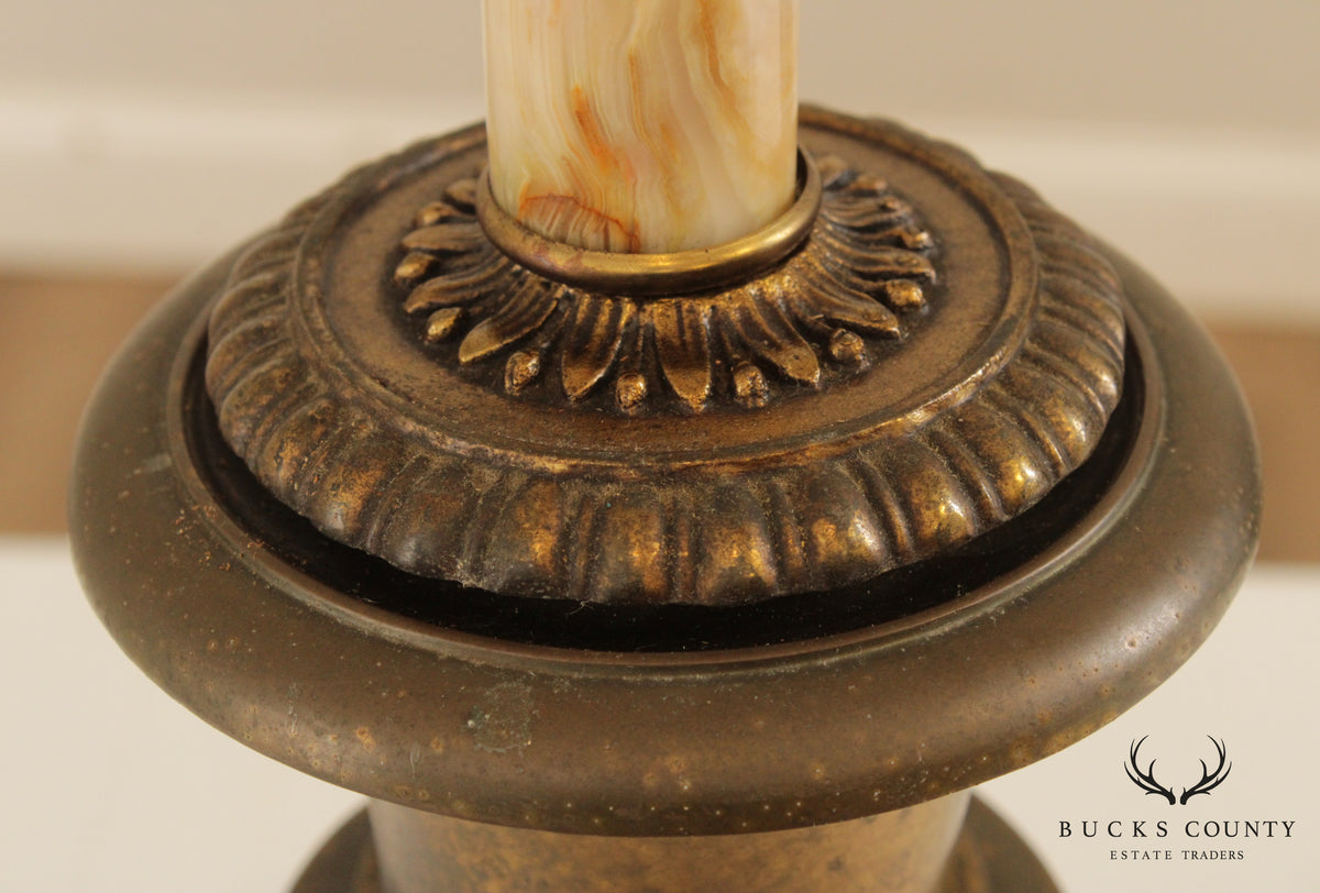 Vintage Unique Lamp with 'Ure Medicines' Brass Canister Base and Onyx