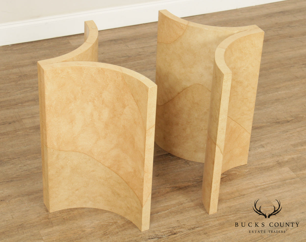 Vintage Postmodern Faux Goatskin Sculptural Table Bases
