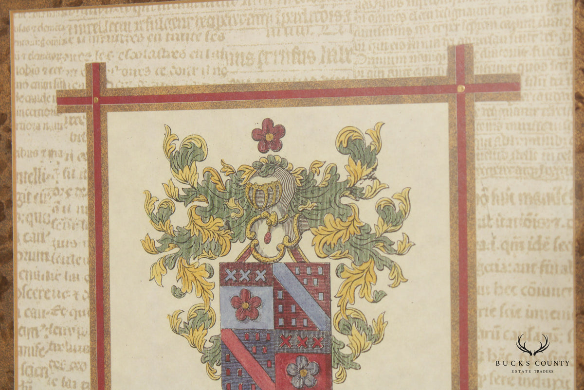 Vintage 'Snellinck de Beteckum' and 'Lamock de Sohier' Coat of Arms Prints, Custom Framed