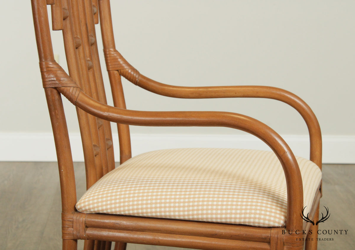 Quality Pair Rattan High Back Armchairs