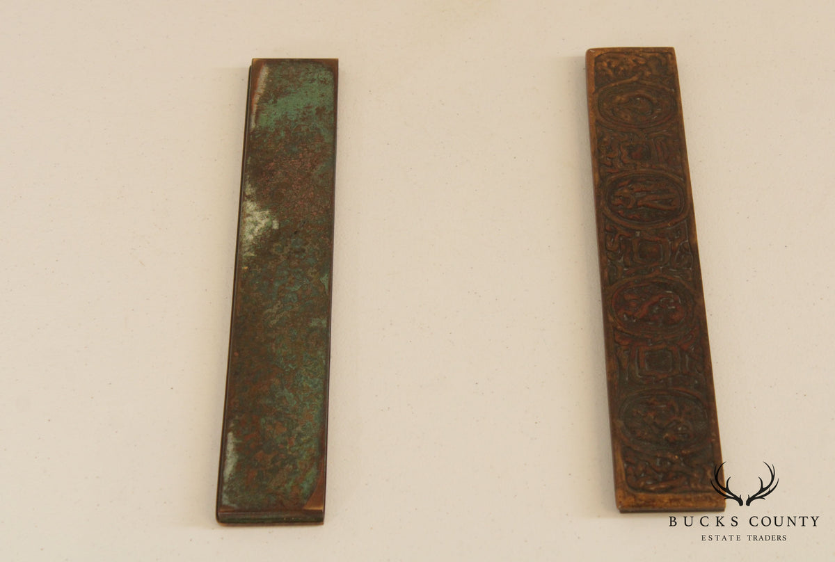 Tiffany Studios Bronze Zodiac Blotter Ends