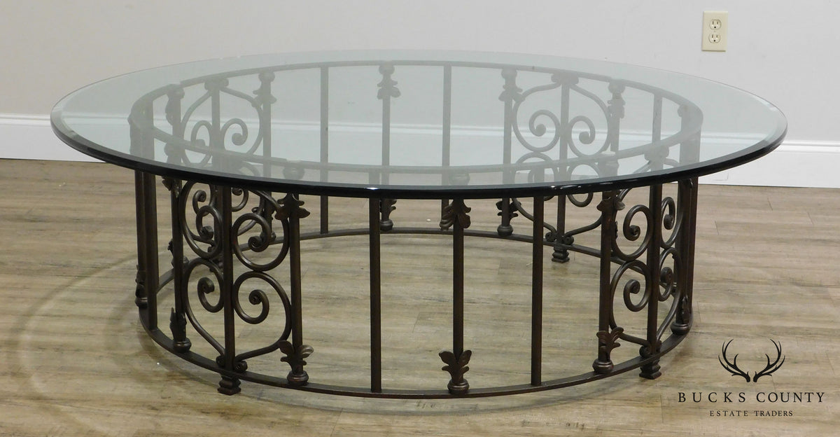 Custom Wrought Iron 60" Glass Top Coffee Table