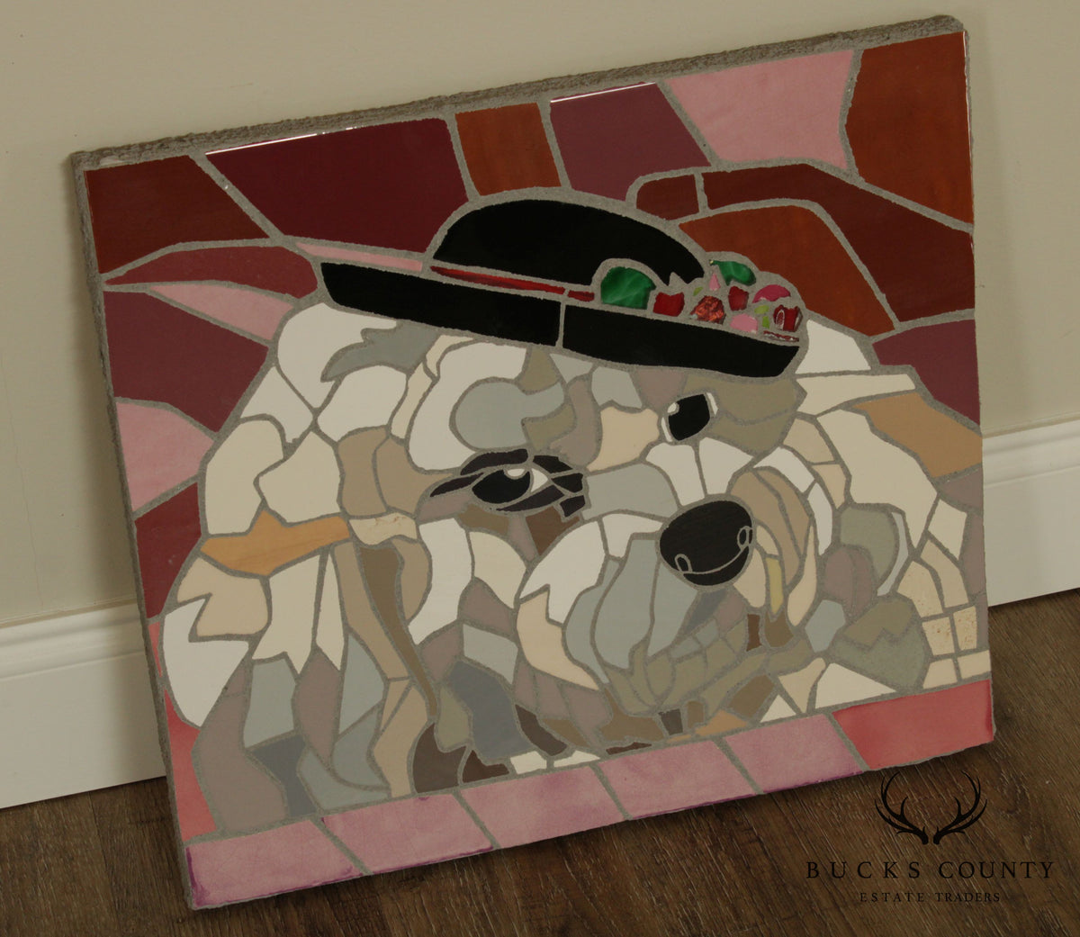 Jonathan Mandell Mosaic Wall Art, Dog with Hat