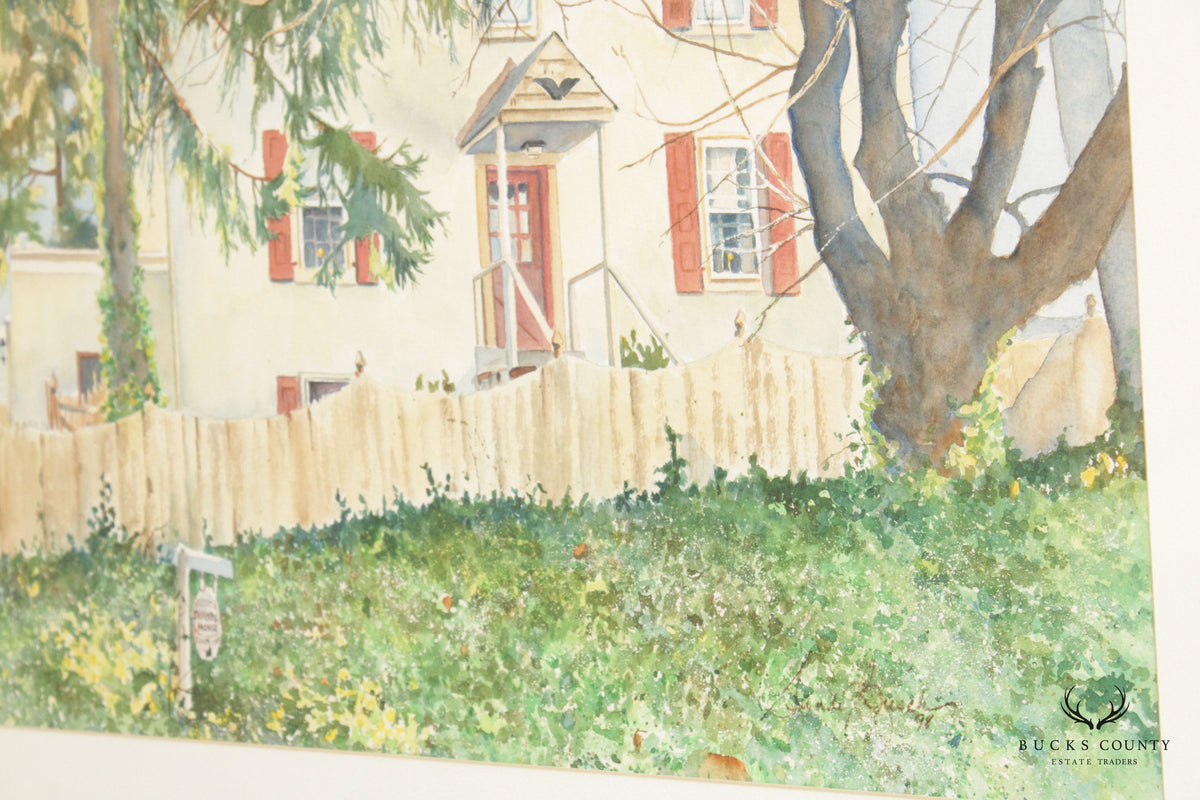 Sandy Busch 'Skrobul House' Watercolor Print, Custom Framed