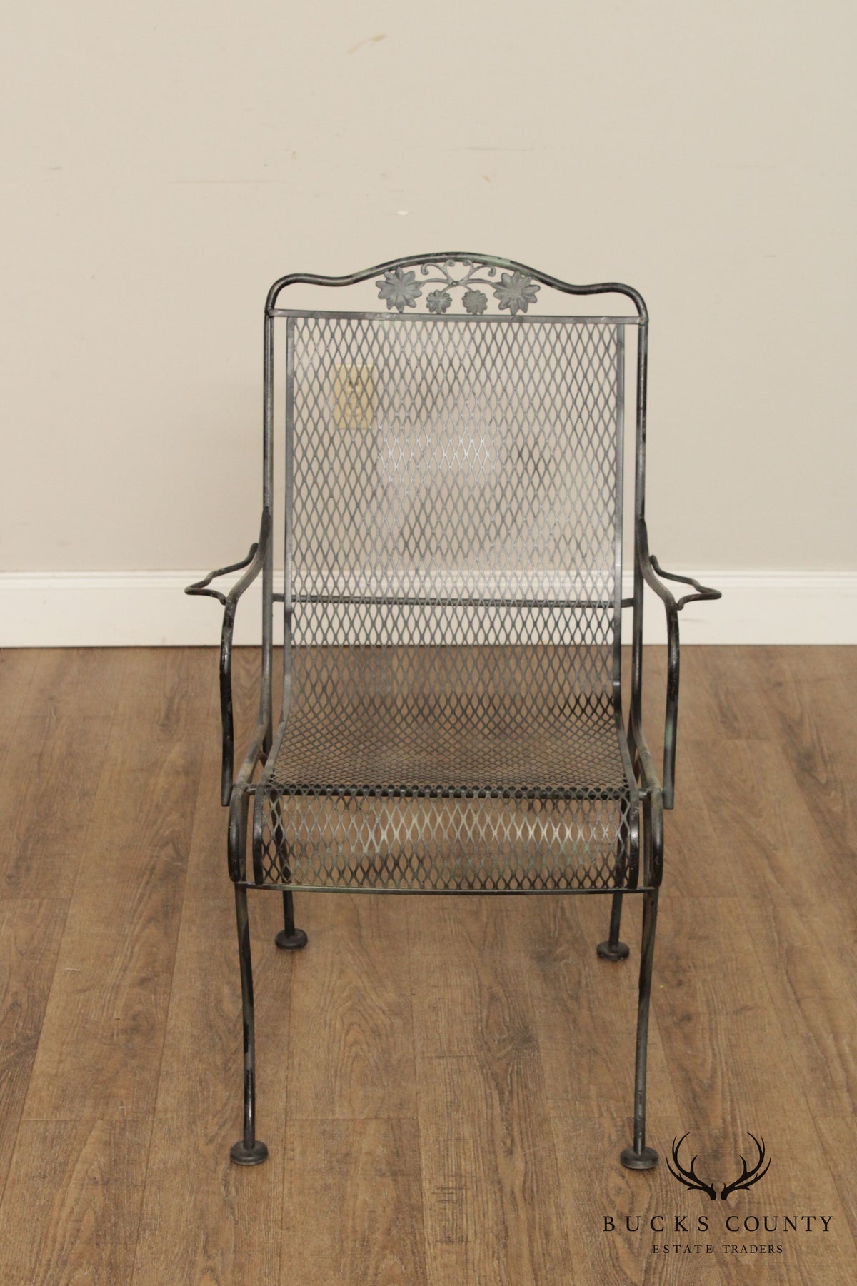Woodard Vintage Wrought Iron Set of Four Patio Dining Chairs