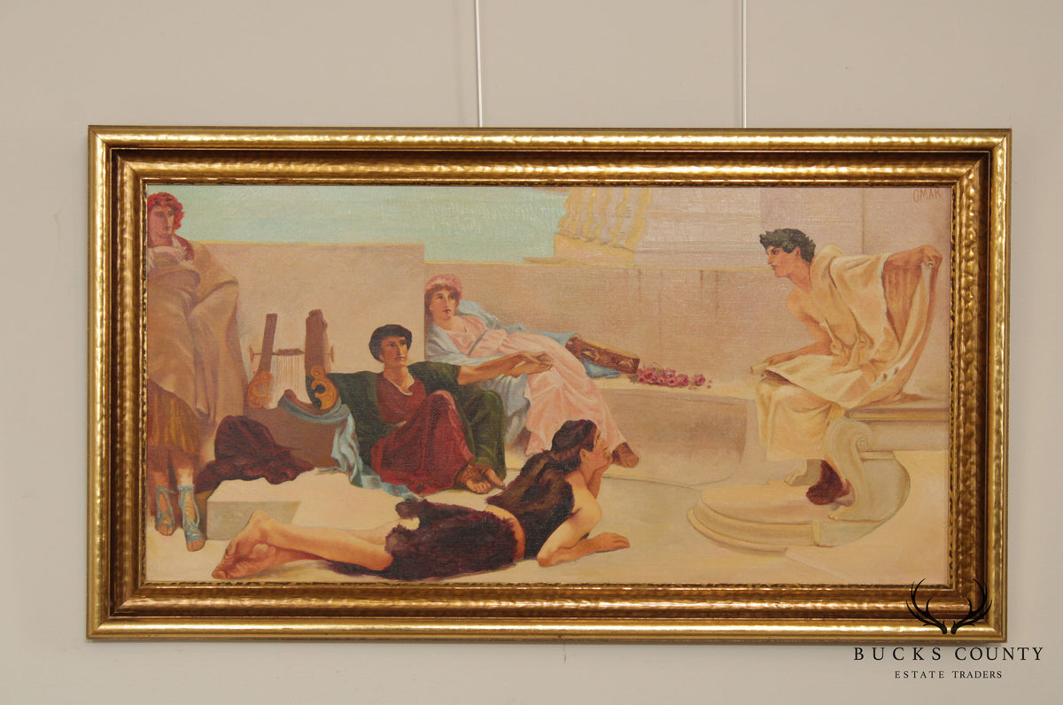 Vintage Original Painting After 'A Reading of Homer' Lawrence Alma Tadema