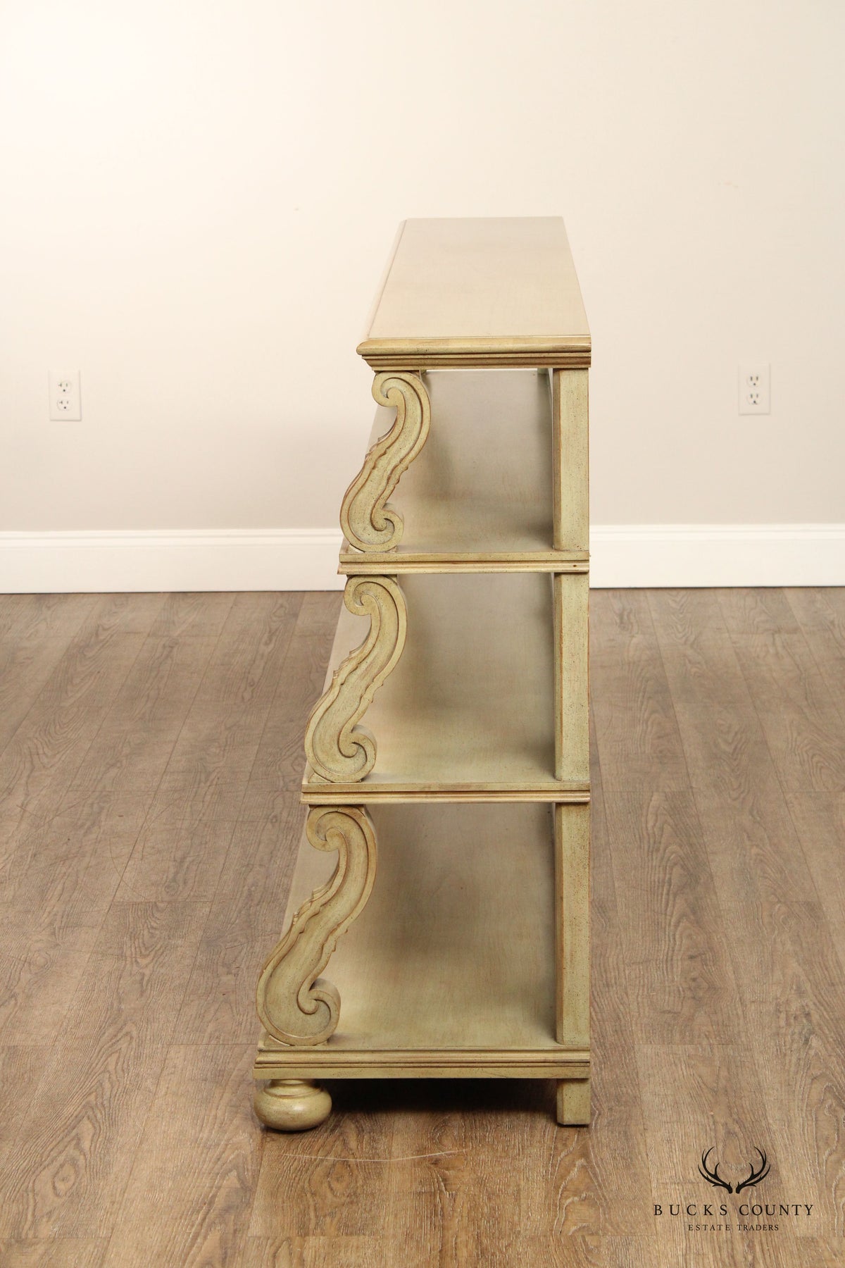 CTH Sherrill Occasional French Country Style Tiered Painted Open Etagere Bookcase