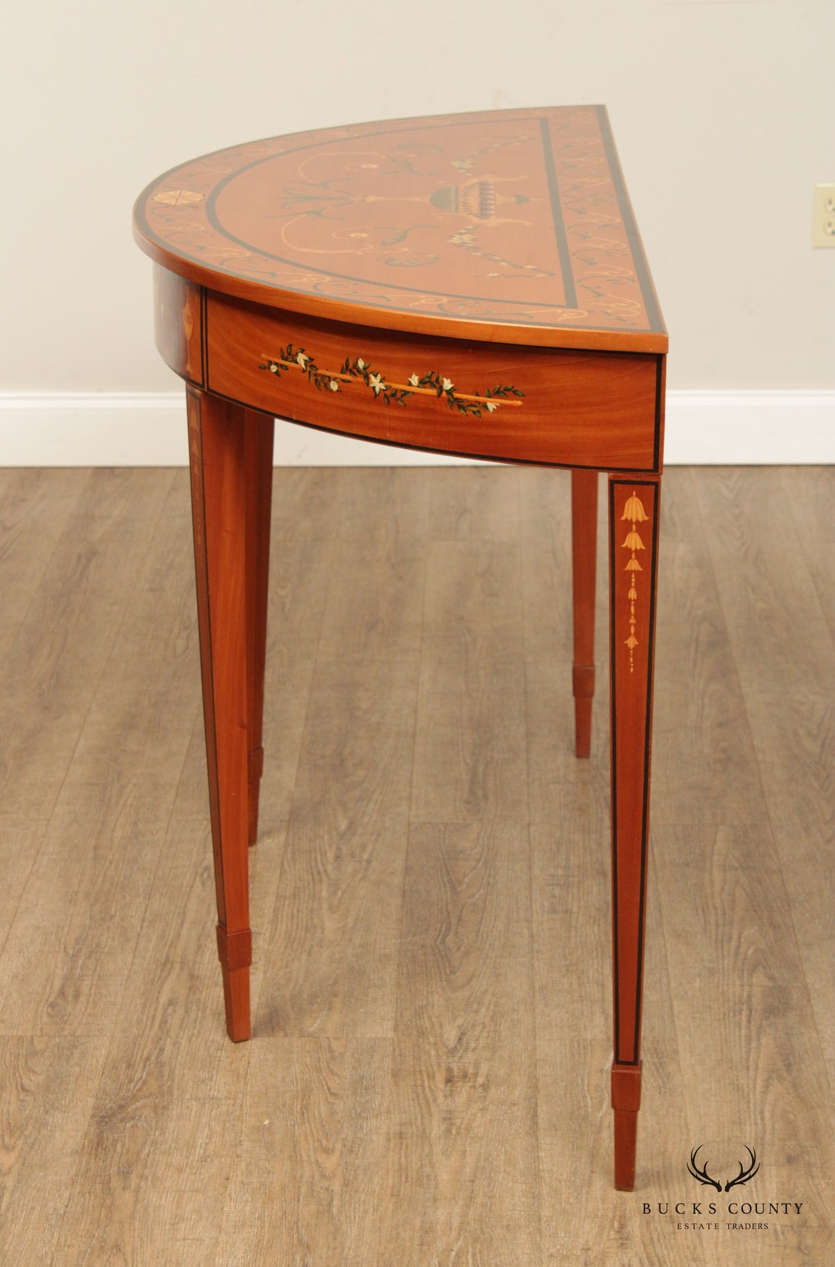 Adams Style Painted Satinwood Demilune Console Table