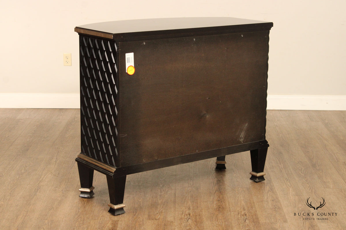 Century Omni Collection Contemporary Pair of Bow Front Ebonized Chests