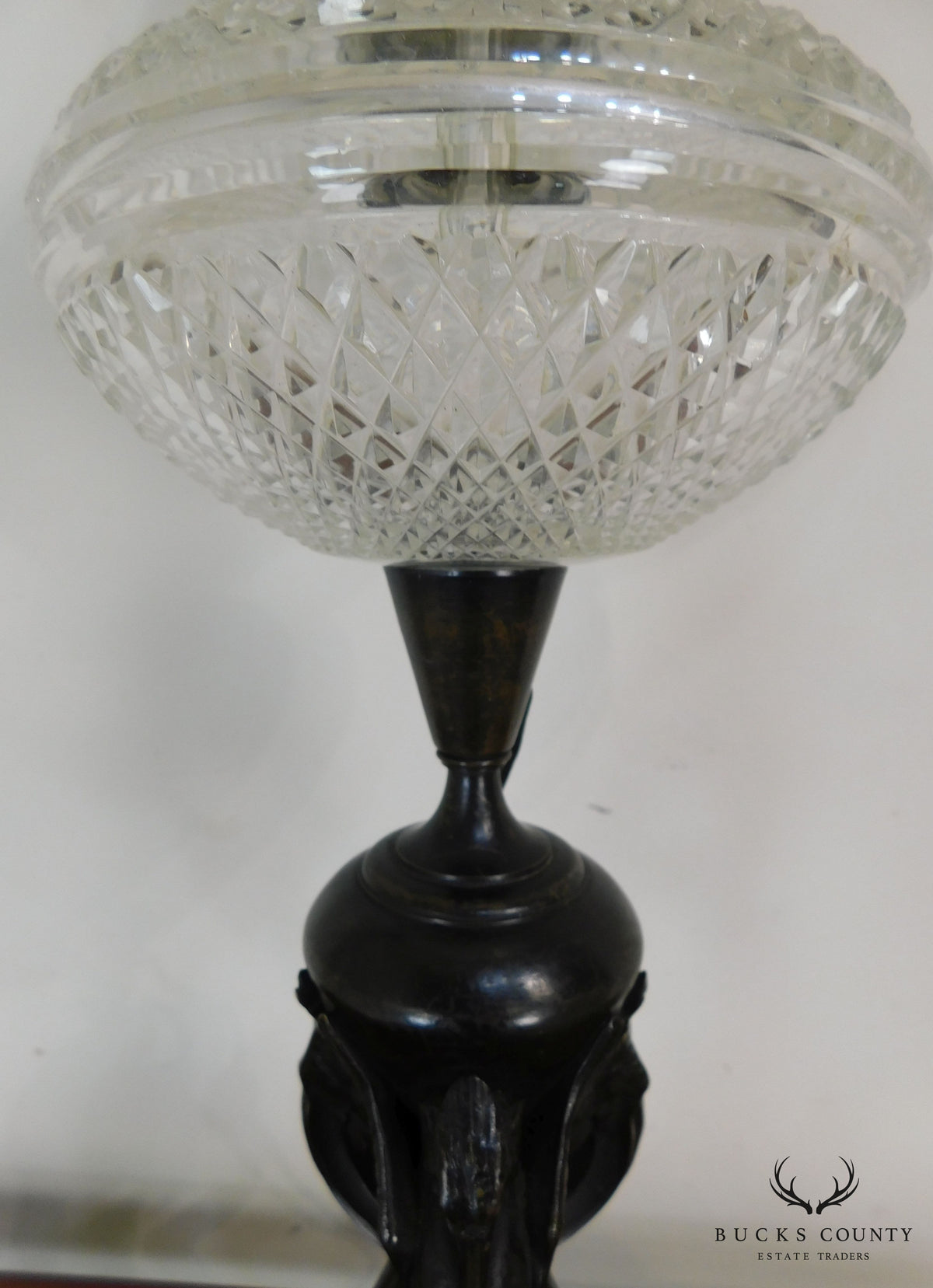 Aesthetic Movement Stork/Crane Figural Black Painted Bronze Table Lamp with Shade
