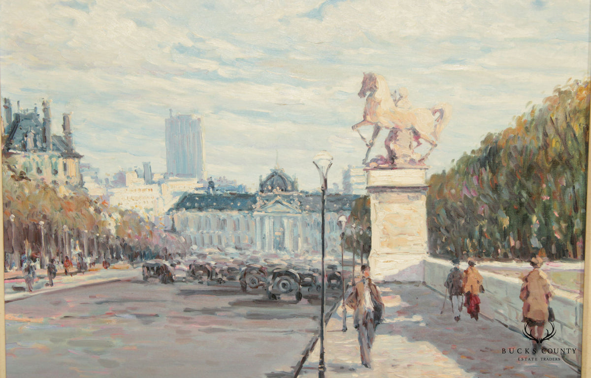 Late 20th C. Impressionist Style 'Paris' Street Scene by George Malva