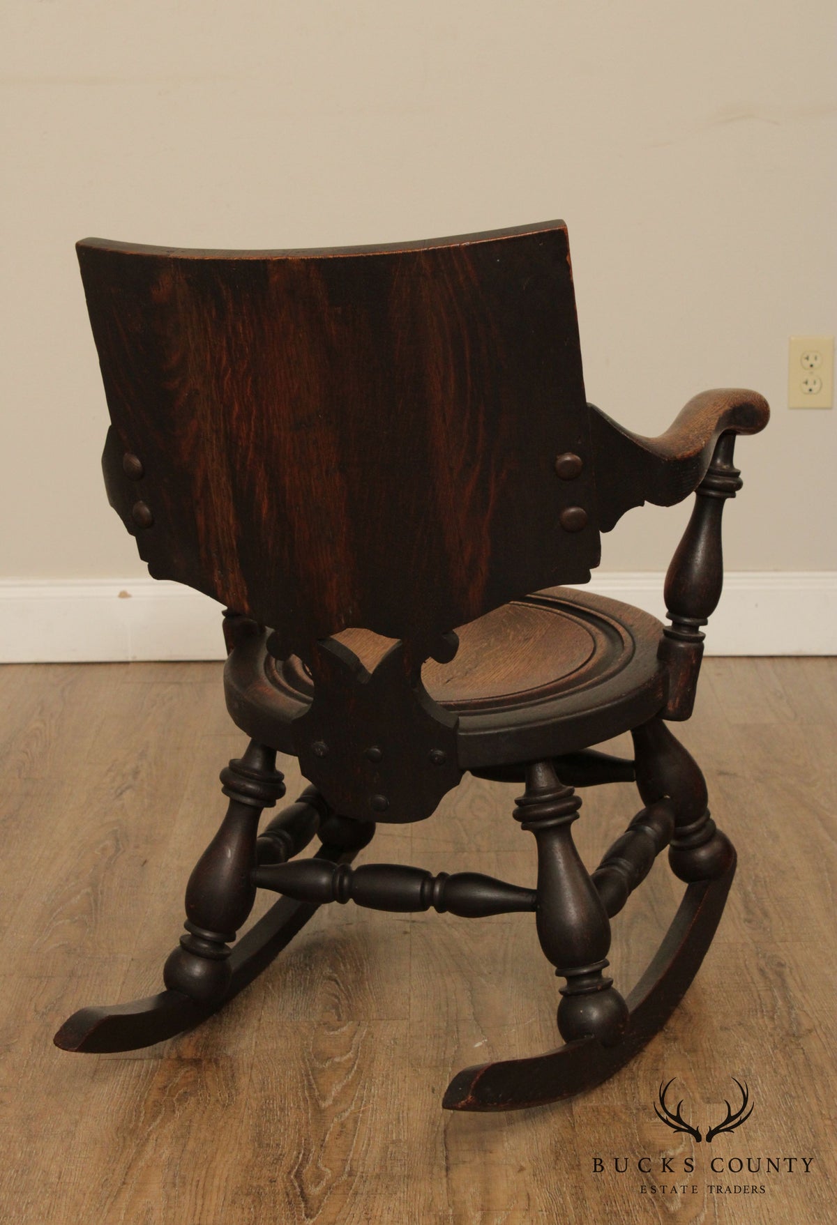 Antique George Arndt Oak Carved Rocker