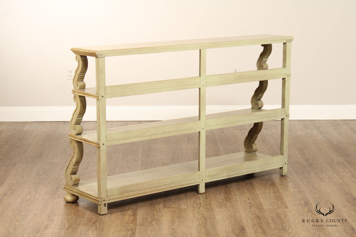 CTH Sherrill Occasional French Country Style Tiered Painted Open Etagere Bookcase