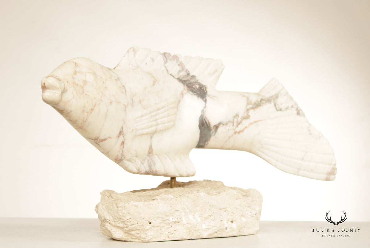 Richard H. Bailey Studio Carved Marble Fish Sculpture