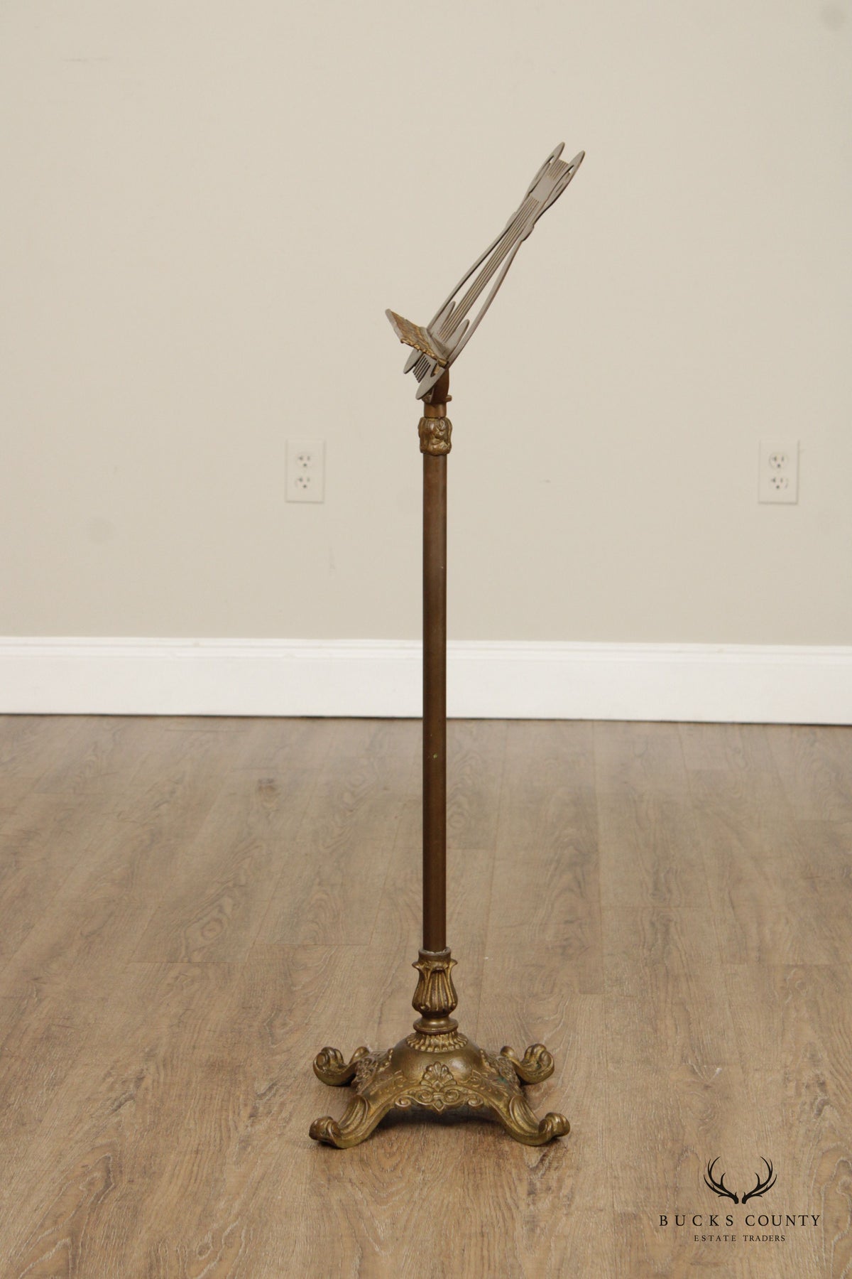 VINTAGE BRASS LYRE MUSIC STAND