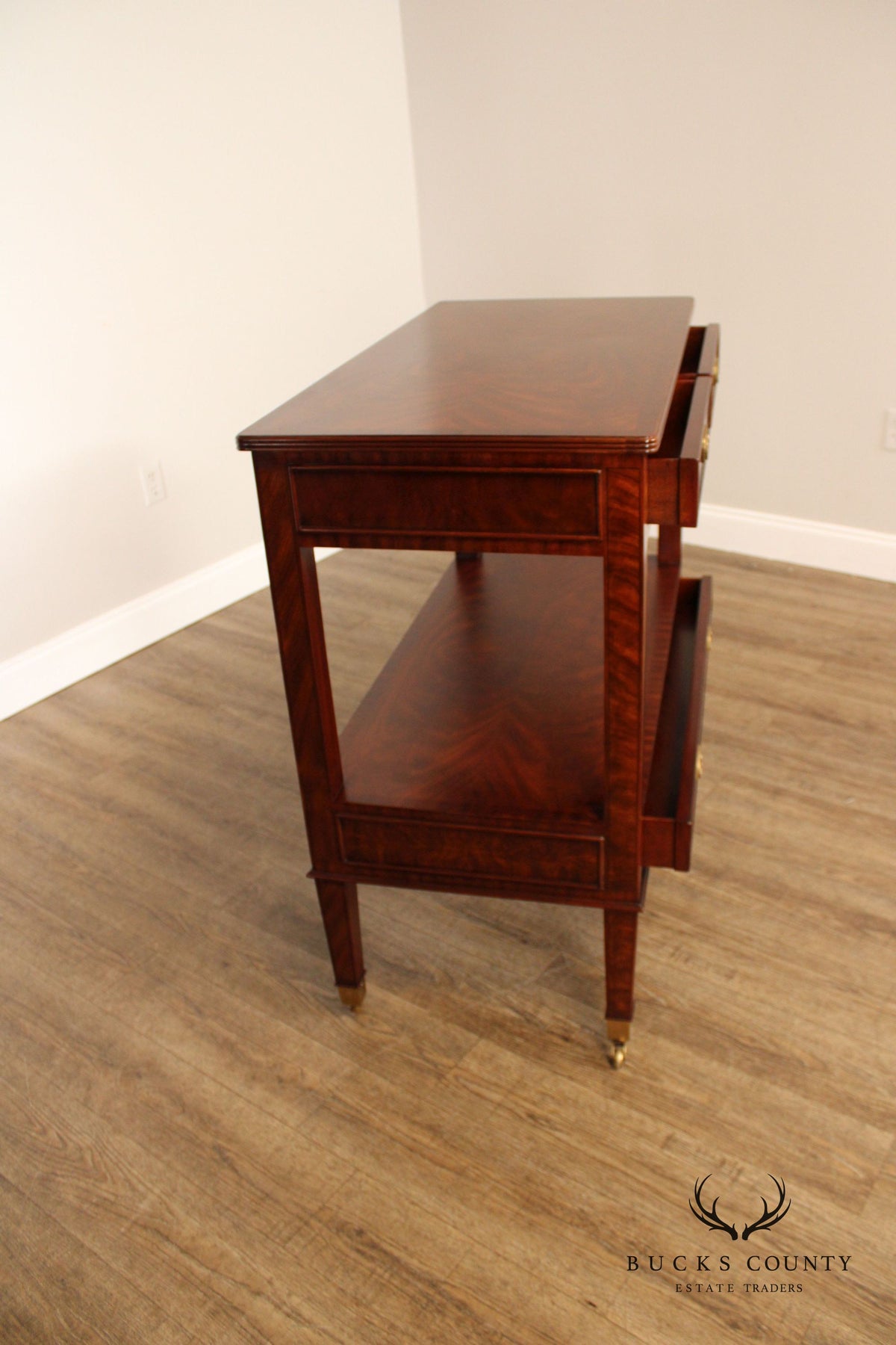 Maitland Smith Regency Style Inlaid Mahogany Two-Tier Server