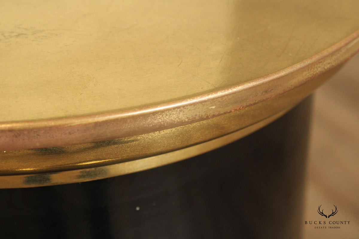 Italian Regency Style Pair of Lacquered Wood and Brass Pedestals