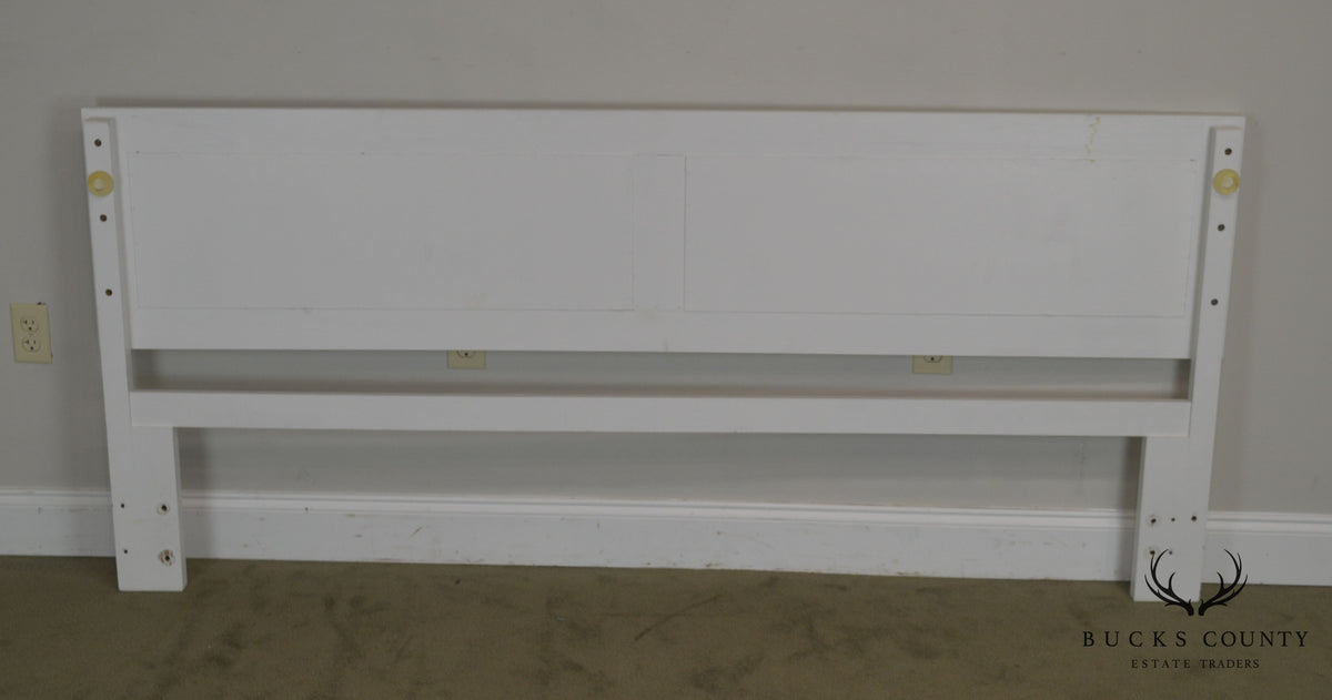 Hollywood Regency Faux Bamboo Vintage White Painted King Headboard