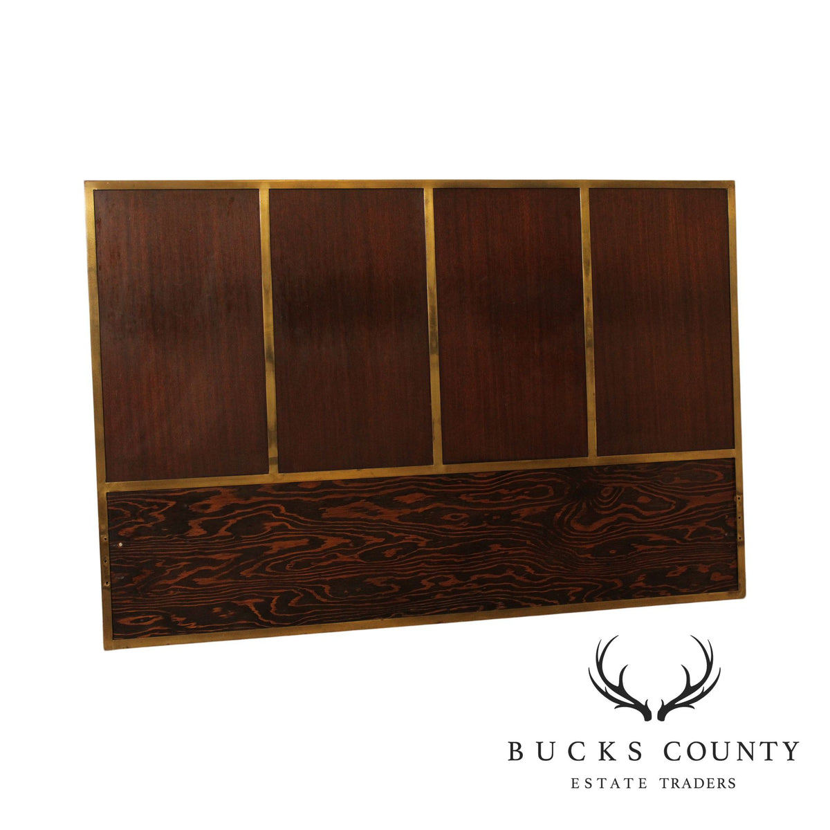 Paul McCobb Mid Century Modern Brass Frame Mahogany Full Headboard