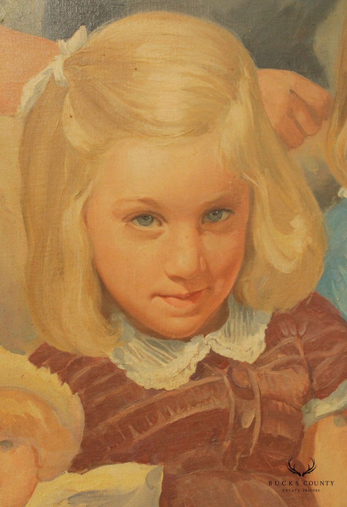 American 1940s Family Portrait Original Oil Painting, by Frederic Anderson
