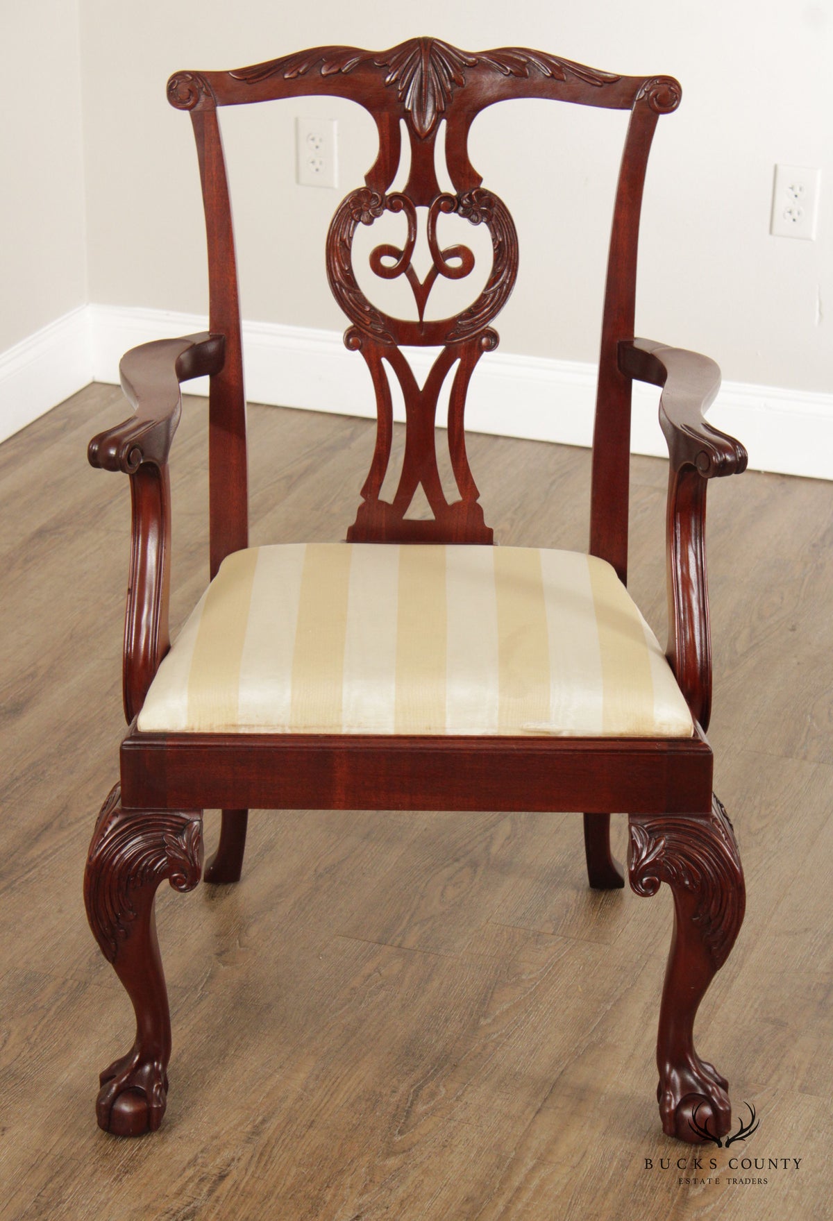 Baker Furniture Chippendale Style Carved Mahogany Armchair