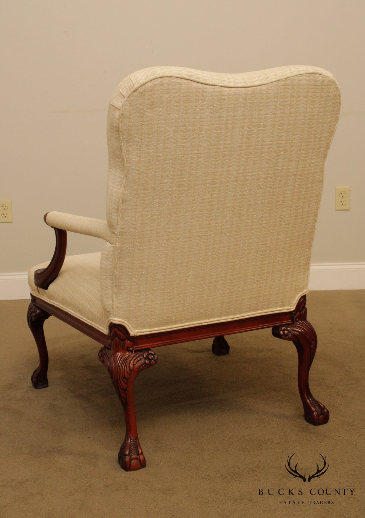Georgian Style Quantity Pair Carved Ball & Claw Library Armchairs