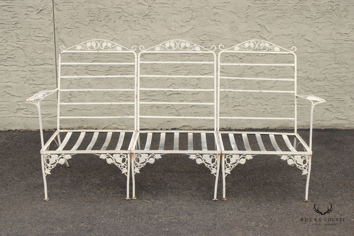 Vintge Quality Wrought Iron Three Piece Outdoor Patio Sofa