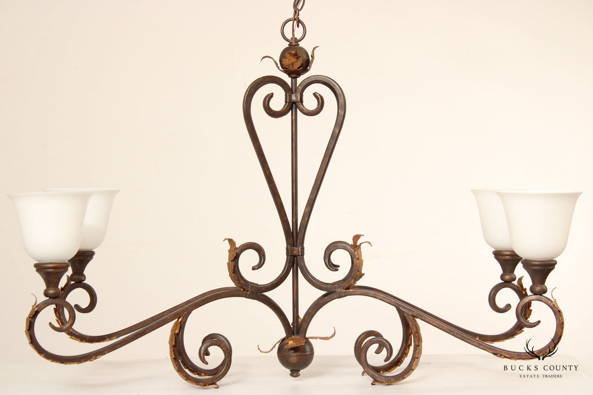 Tuscan Style Wrought Iron Four-Light Island Chandelier