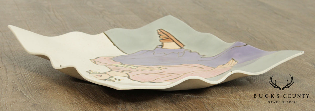 Barbary Demery Postmodern Ceramic Pop Art Charger, 1989