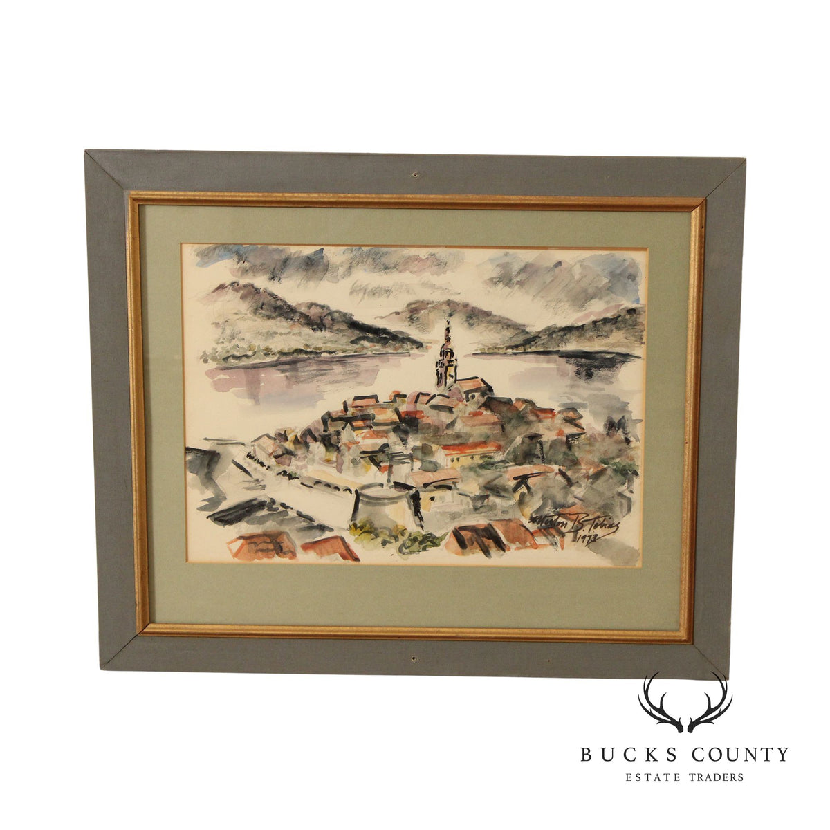 MORTON B. TOBIAS FRAMED IMPRESSIONIST WATERCOLOR PAINTING, 1973