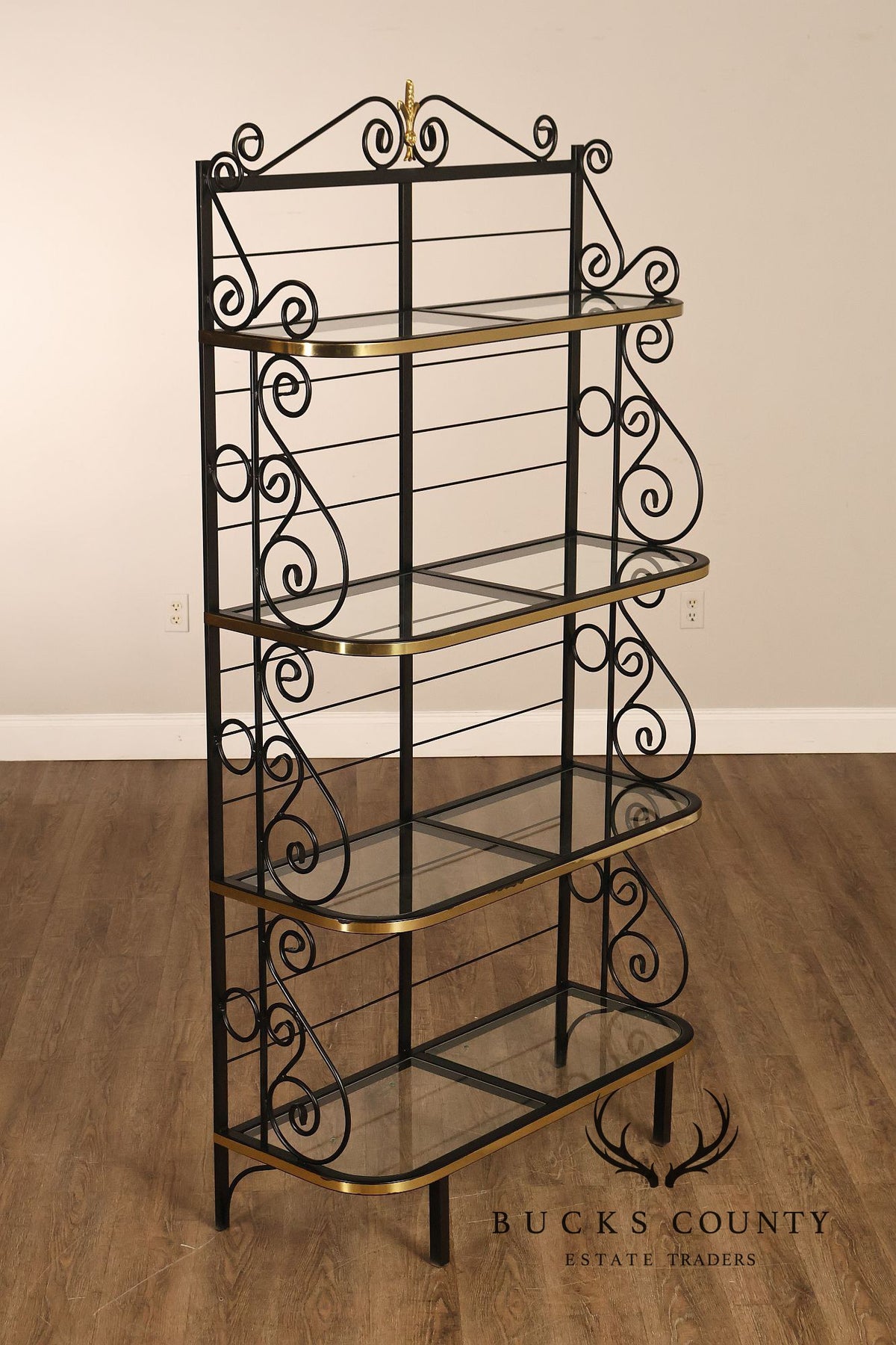 Morecraft French Country Style Wrought Iron And Glass Étagère