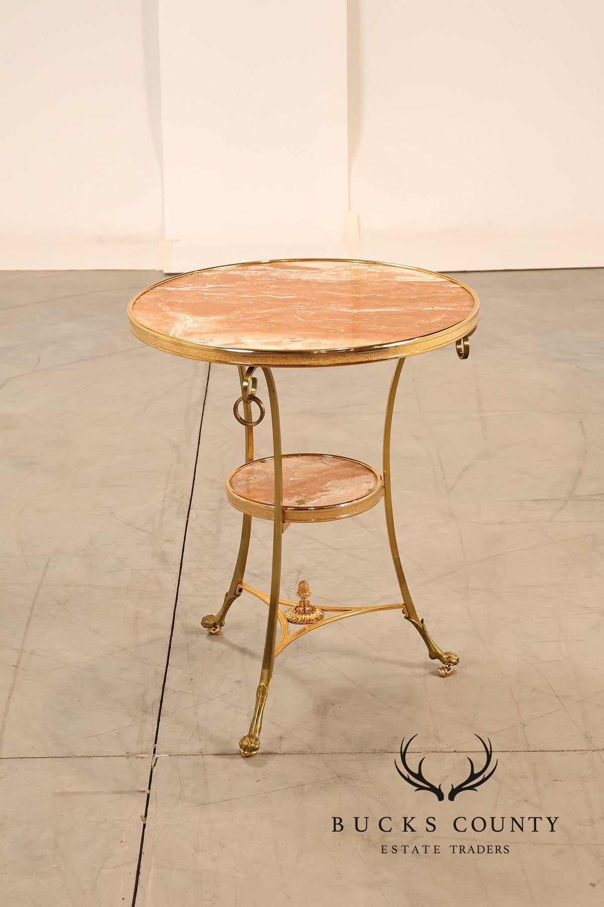 Neoclassical Style Pair of Marble Top Gueridon Side Tables