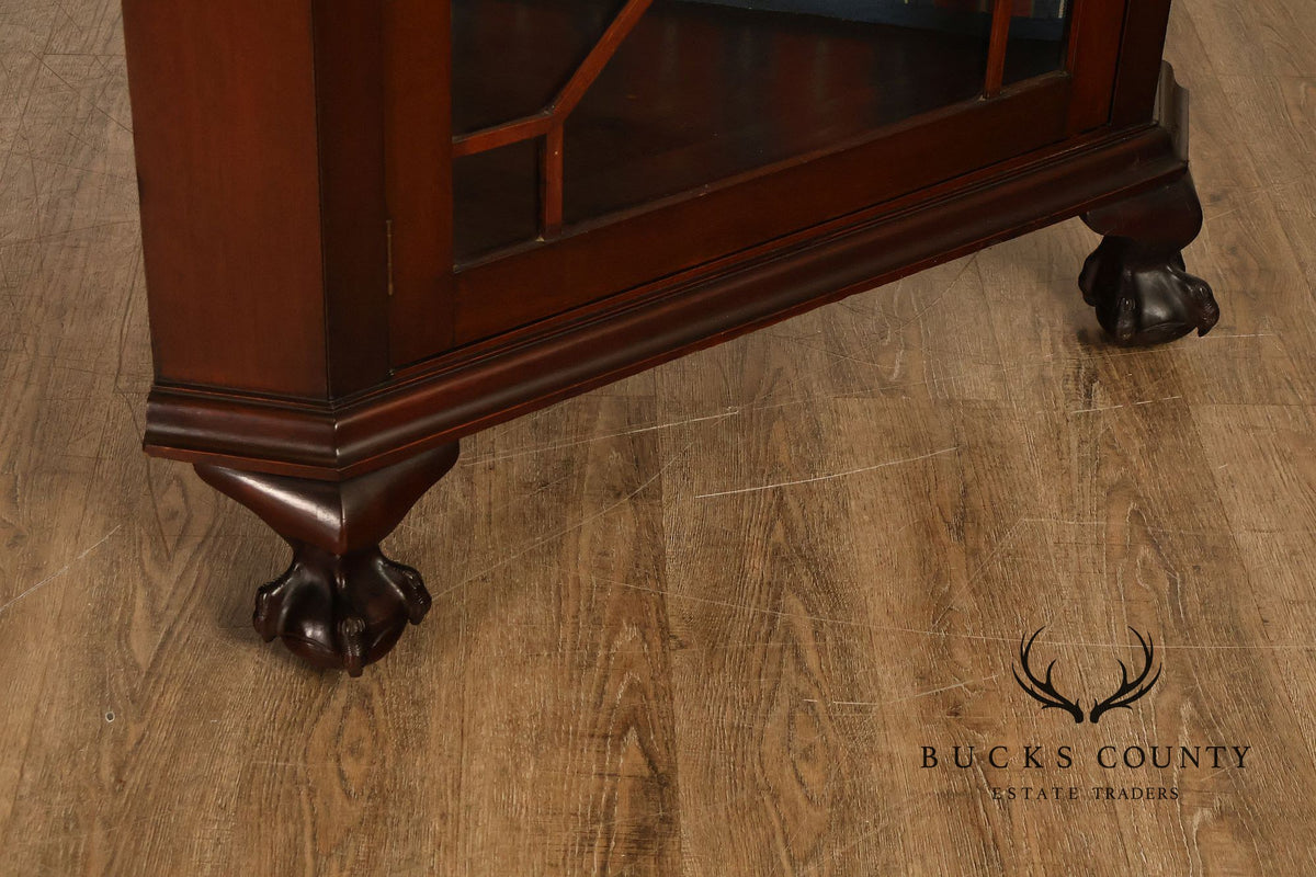 Renaissance Revival Carved Mahogany Corner Bookcase