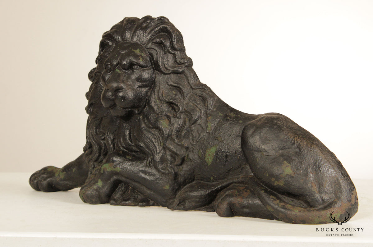 Antique Cast Iron Crouching Lion Doorstop