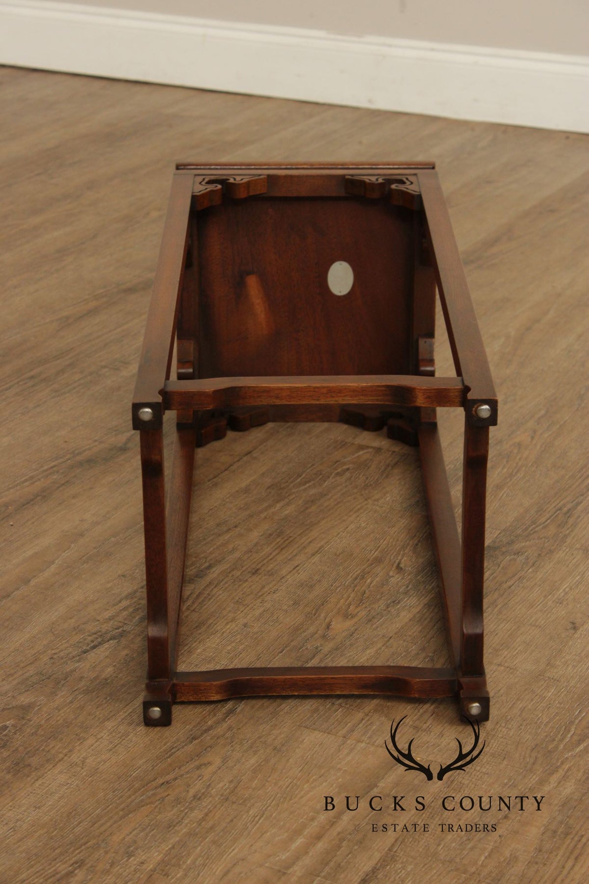 Baker Asian Inspired Pair of Mahogany Pedestal Plant Stands