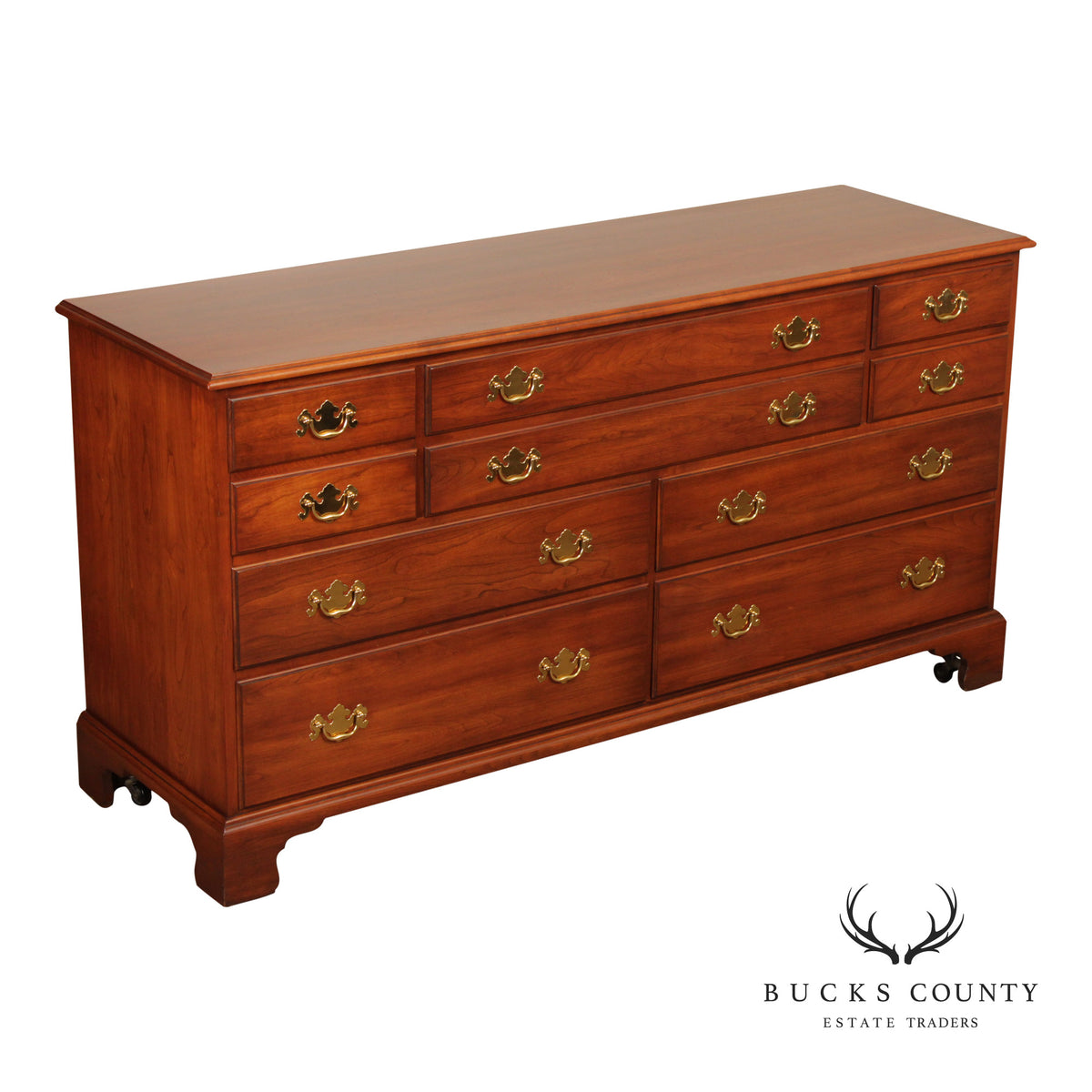 Henkel Harris Vintage Chippendale Style Cherry Long Dresser