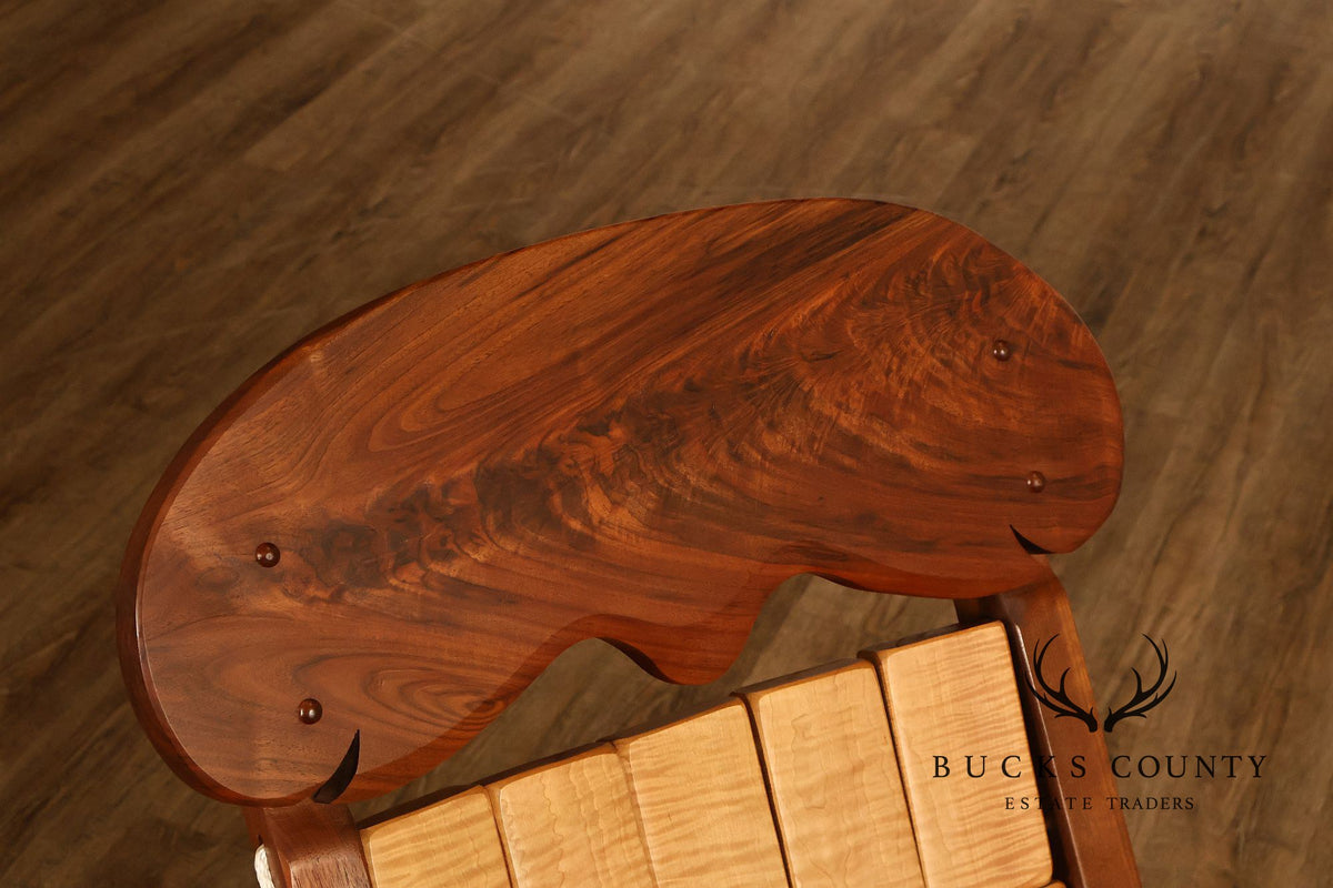 Gerry Grant Studio Crafted Walnut and Maple Rocker and Ottoman