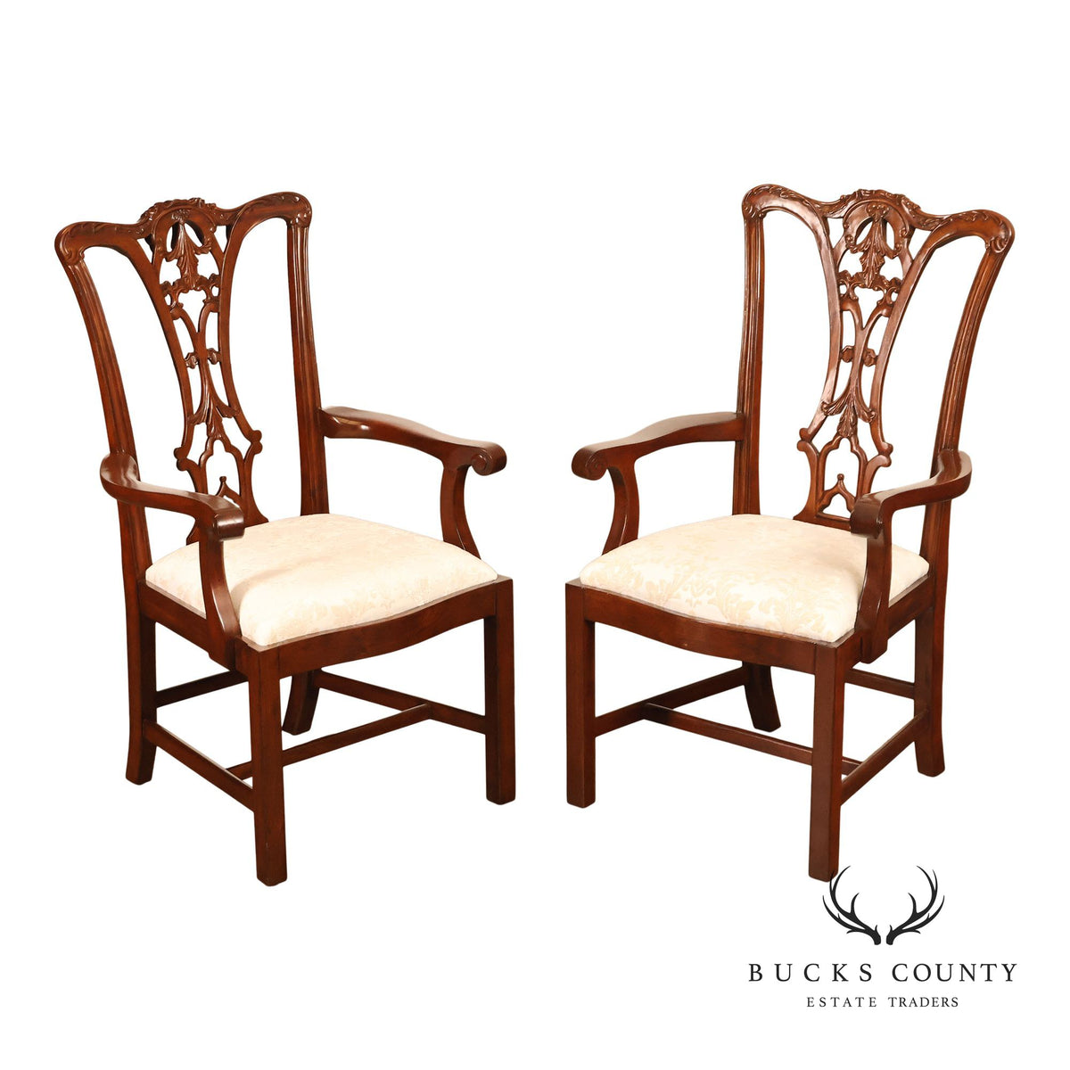 Scarborough House Chippendale Style Pair Of Mahogany Armchairs
