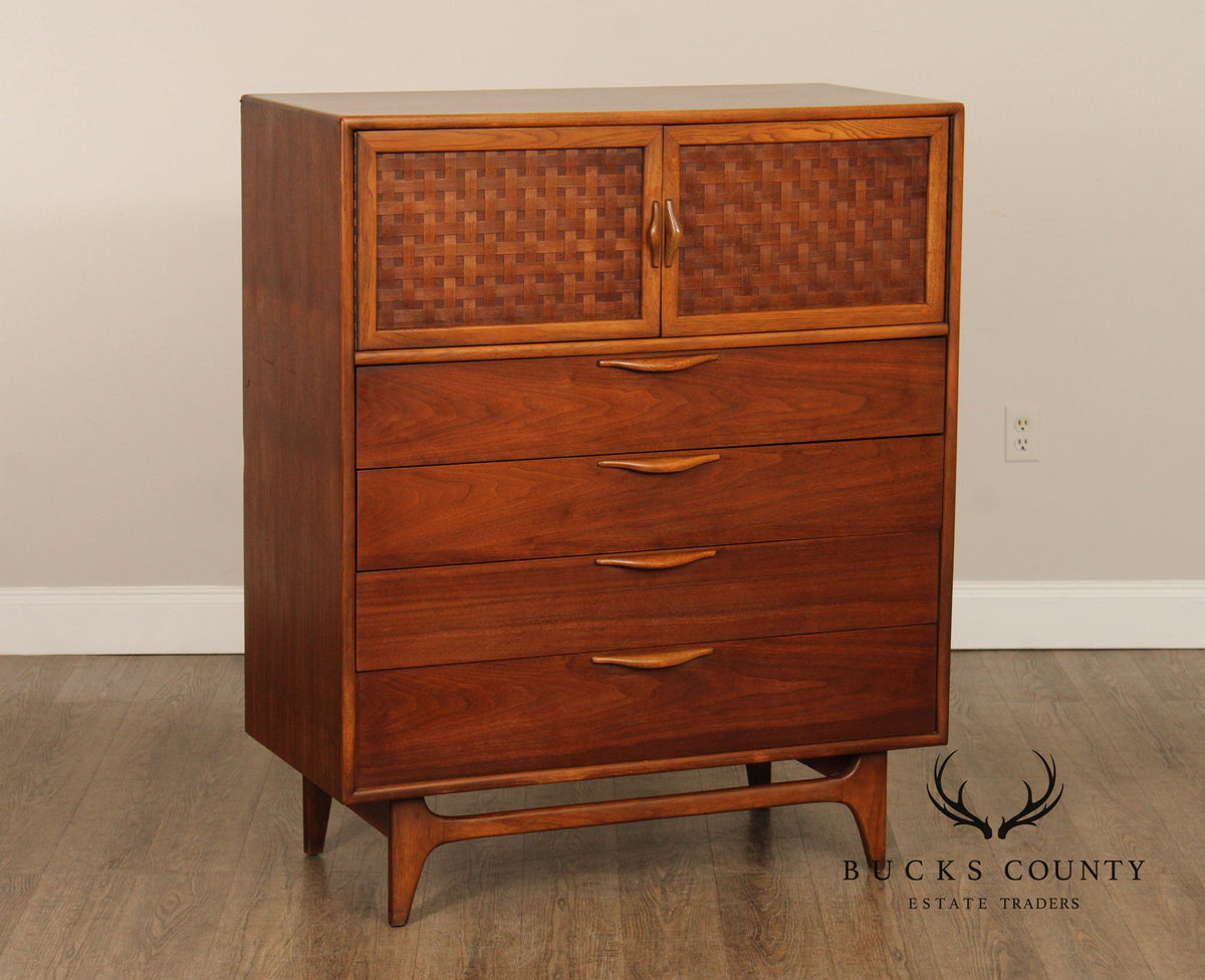 Lane Mid-Century Modern Walnut High Chest With Doors