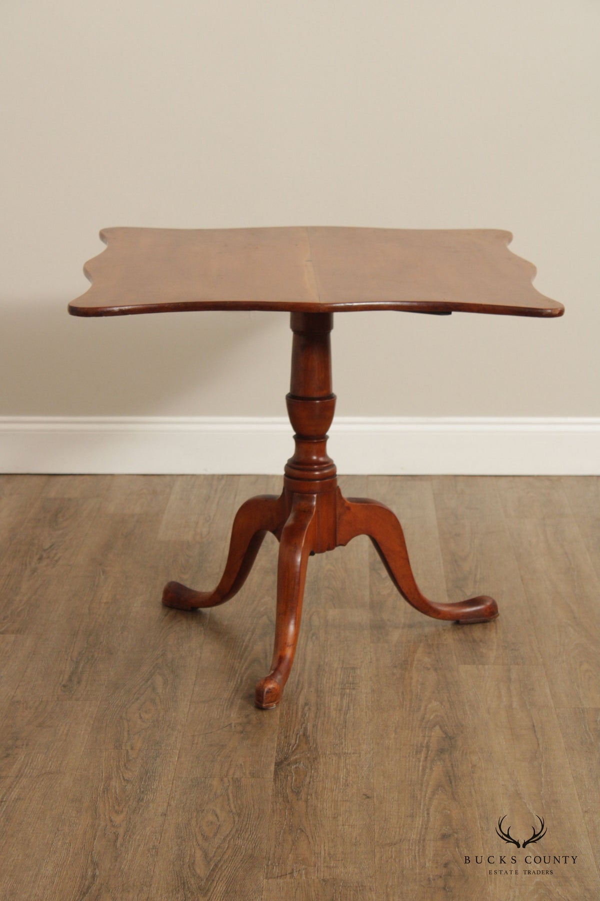 Antique Early American Cherry Tilt Top Tea Table