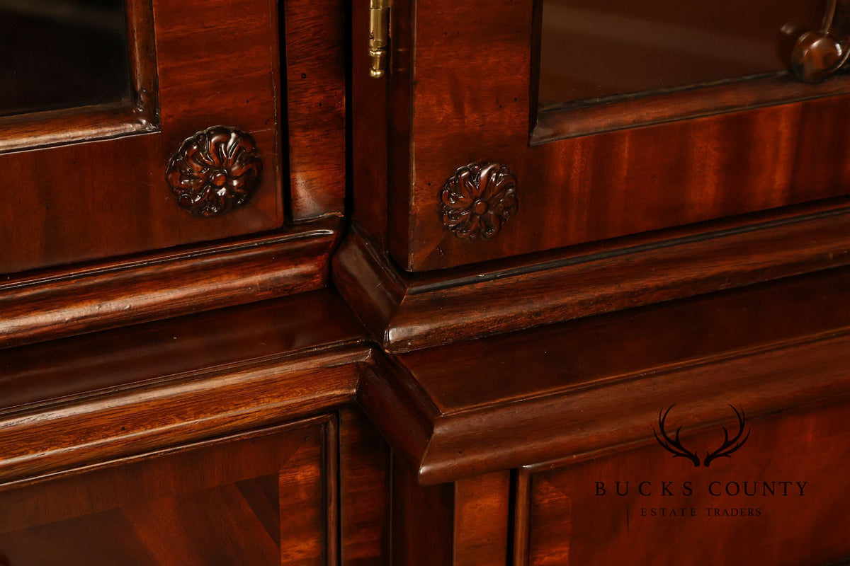 Maitland Smith Georgian Style Large Mahogany Breakfront Bookcase